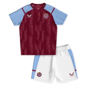 Aston Villa Replika Babytøj Hjemmebanesæt Børn 2023-24 Kortærmet (+ Korte bukser)